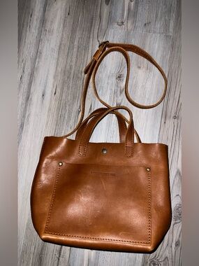 Portland Leather Goods Almost Perfect Crossbody Satchel Tote Snap Close Brown